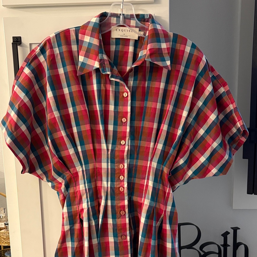 Anthropologie Colorful Checkered Midi Dress